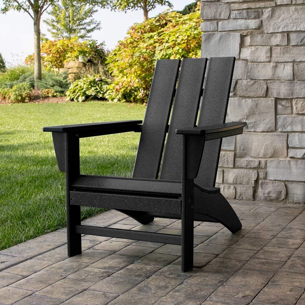 POLYWOOD AD420WH Modern Adirondack Chair, White : Garden & Outdoor