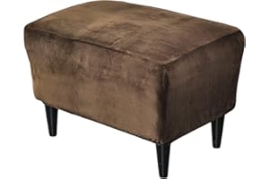 PENDEJATO Stretch Ottoman Covers, Velvet Ottoman Slipcover Rectangle Storage Stool Cover Footstool Slipcover for Living Room Furniture Protector (Brown)