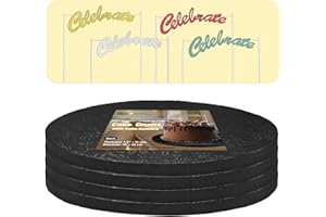 14 Inch Cake Drums,Black Cake Boards 14 Inch Round(4-Pack),1/2 Inch Thick Cake Boards with Banner Cake Topper,Sturdy,Greaseproof for Birthday Wedding Multi-Tiered Cake by GoldenBakeryFamily