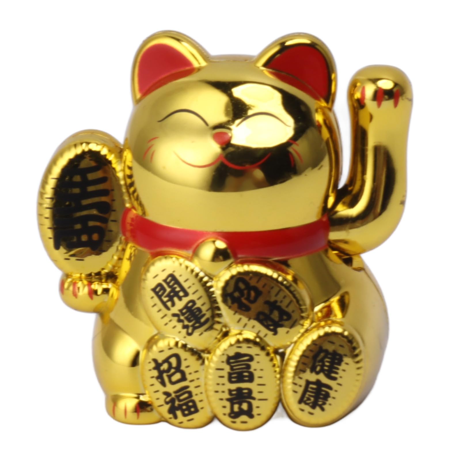 Lucky Cat, Solar Powered Waving Arm Good Luck Fortune Cat, Wealth Welcoming Cute Waving Cat Feng Shui Decor for Home, Car Dashboard Decoration, Store, Office Display (2 Inch) (Gold)