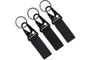 FAIRWIN Tactical Gear Clip, Nylon Key Ring Holder or Belt Keeper Military Utility Hanger Carabiner Molle Hook, Black, Tan, Green