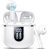 Wireless Earbuds, Bluetooth 5.4 Headphones in Ear Buds, HiFi Stereo Wireless Earphones with 4 ENC Noise Cancelling Mics, 40H Headphones with IP7 Waterproof, Dual LED Display USB C, White