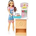 Barbie First Jobs Skipper Set with Doll Model, Snack Bar with Counter, Ice Cream Cup with Colour Change and 8 Accessories, Children's Toy, Ages 3 and Above, HKD79