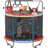Wanmwill 60" Trampoline for Kids, 5FT Kids Trampolines Indoor &amp; Outdoor | Toddler Trampolines with Enclosure Net, Adjustable Baby Trampoline Playset with No-Gap Design, Gifts for Boys &amp; Girls