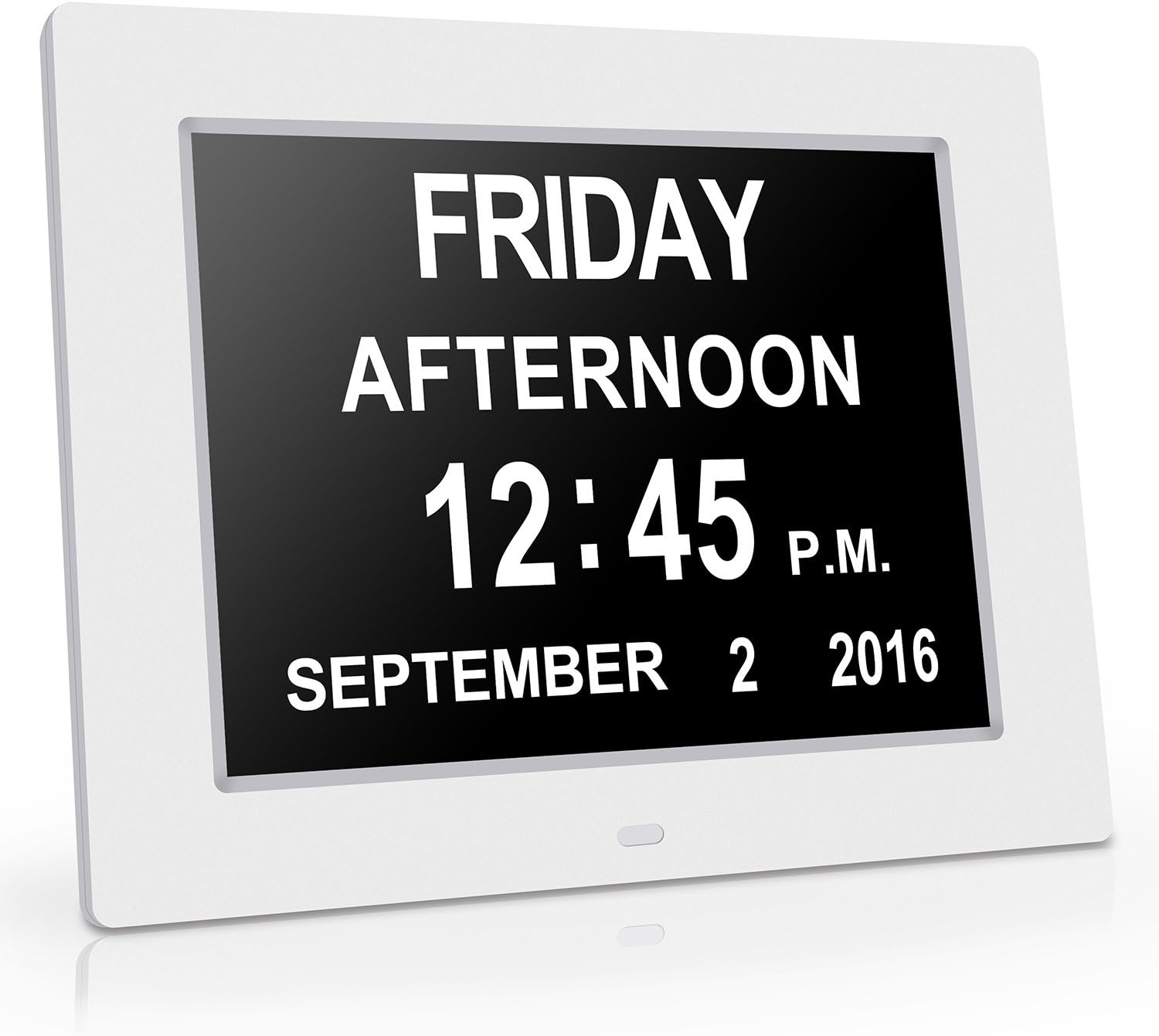 ChiTronic Memory Loss Digital Calendar Day Clock - with Extra Large Non-Abbreviated Day & Month - Perfect for Seniors (White)