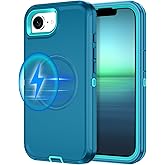 I-HONVA for iPhone 16e Case [Compatible with MagSafe] Shockproof 3-Layer Full Body Protection [Without Screen Protector] Rugged Heavy Duty Cover Case for Apple iPhone 16e 6.1" 2025,Turquoise