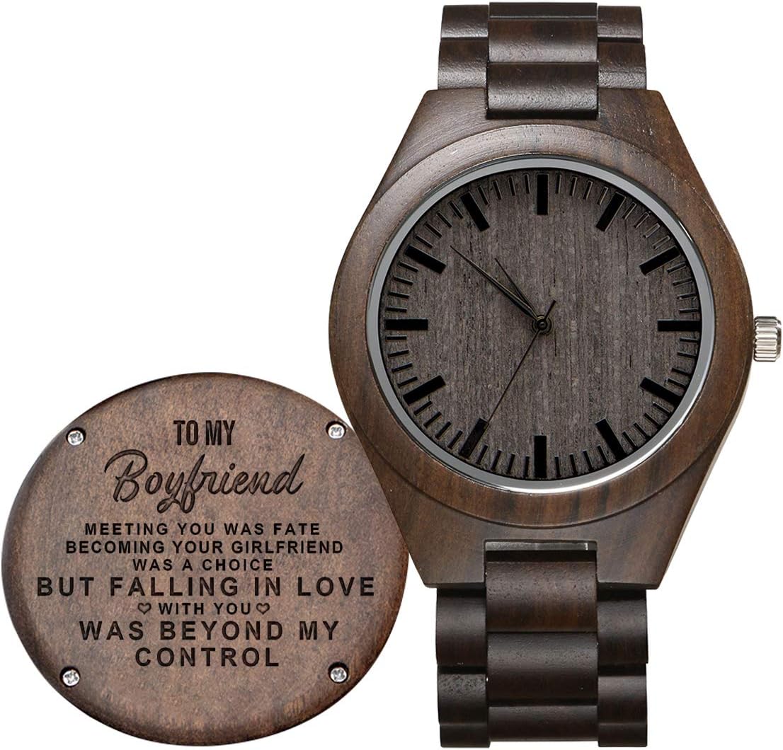 Engraved Mens Wooden Watch - Personalized Sandalwood Wood Watch Gift for Son,Graduation Gift from Mom, from Dad