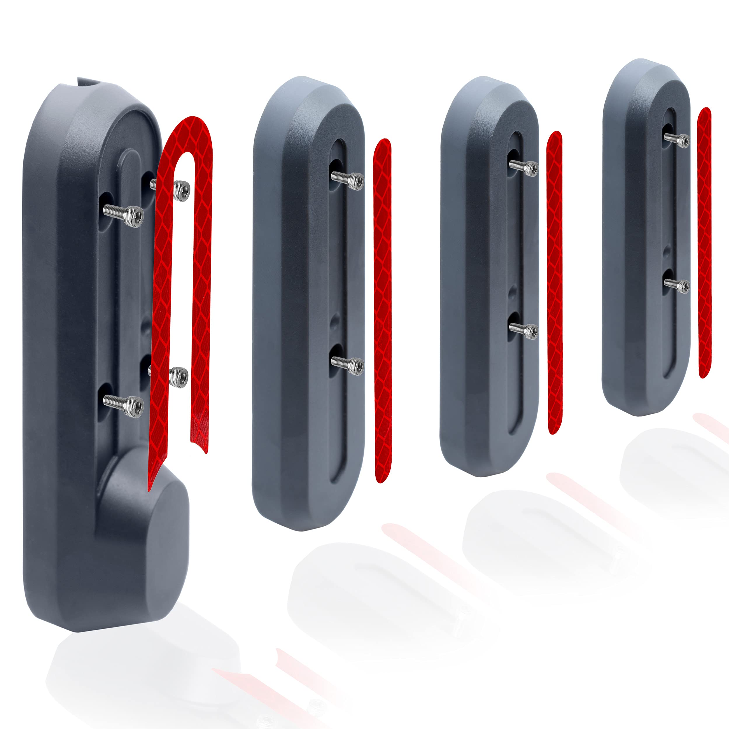 M365Lyon ] 4 Plastic Wheel Covers with Red Stickers and 10 Screws for Xiaomi M365 Scooter (Black)