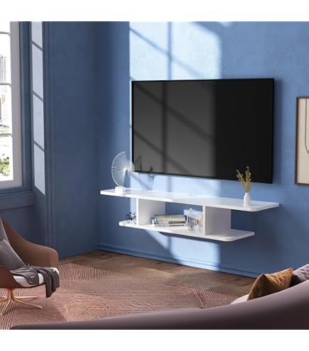 Soporte Flotante Para TV, Mueble De TV Montado En La Pared De Madera, Mueble De Almacenamiento Para Consola De Medios Debajo De La TV, Con Orificios Para Cable, Para El Hogar