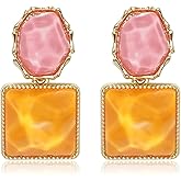 Wovanoo Asymmetrical Earrings for Women Boho Resin Dangle Earrings Acrylic Water Ripple Earring