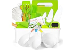 SUHCTUPTX Kids Cooking Sets Real, 37PCS Kids Cooking and Baking Set with Storage Case Timer Kid Safe Knives Cutting Board, Toddler Kitchen Toys Birthday Gifts for Girls Boys Age 3 - 8