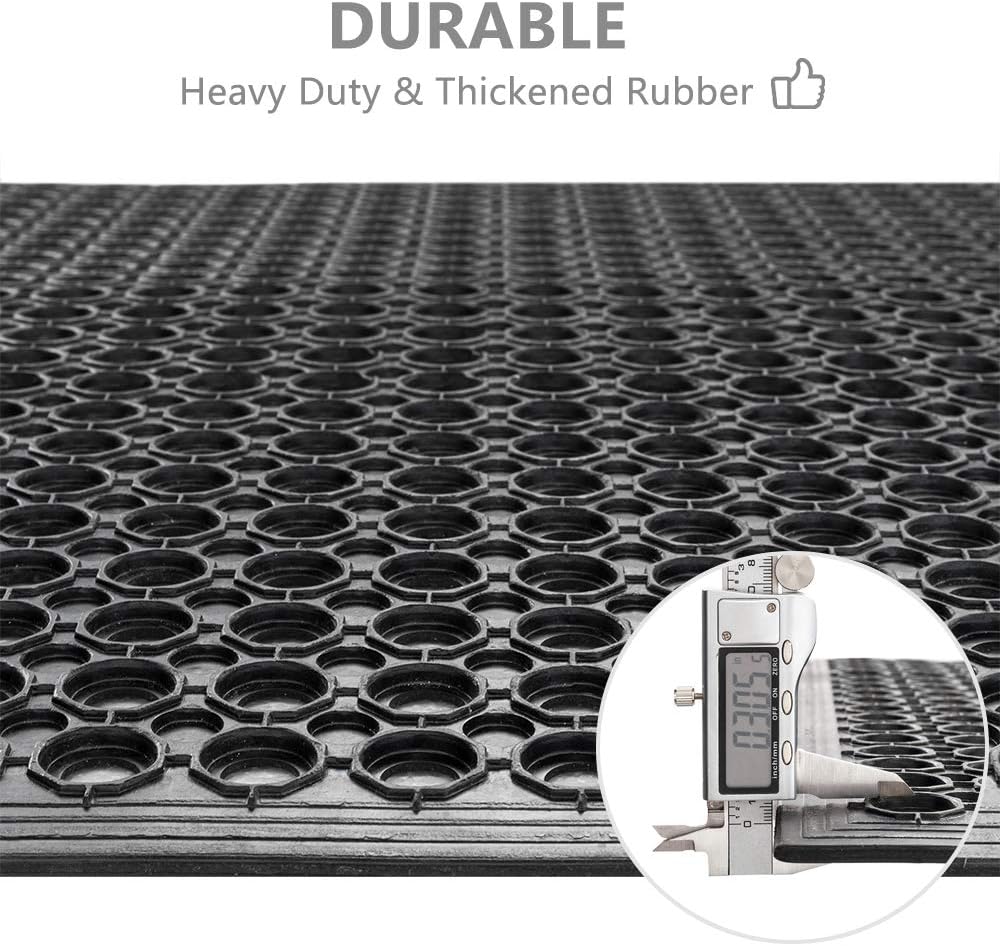 ROVSUN Rubber Floor Mat, 36''x60'' Anti-Fatigue/Non-Slip Drainage Mat, for Industrial Kitchen Restaurant Bar Bathroom, Indoor/Outdoor Cushion: Home & Kitchen