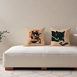 Fuasei Funny Vintage Black Cat Japanese Sushi Ramen