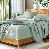 SONORO KATE 100% Viscose Derived from Bamboo_, Extra Deep Pocket up to 18"-24",Ultra Soft & Cooling Sheets for Hot Sleepers, Hotel Luxury Silky Bed Sheets (Sea Glass,Queen)
