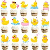 CANDY CHEF Duck Party Cupcake Toppers 48Pcs Rubber Duck Birthday Decorations Cake Toppers for Girls