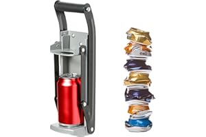 Starfrit Can Crusher - Heavy Duty Wall Mounted - Crushes Aluminum Cans & Plastic Bottles up to 5.9’’ - Includes Bottle Opener