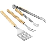 Royal Gourmet High-end 3-Piece Stainless Steel Barbeque Tool Set, Spatula + Fork + Tong with Non-Slip Handles, Best on the Market, TF0301W