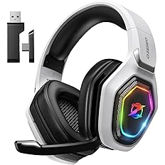 Ozeino 2.4GHz Wireless Gaming Headset for PC, Ps5, Ps4 - Lossless Audio USB & Type-C Ultra Stable Gaming Headphones with Flip