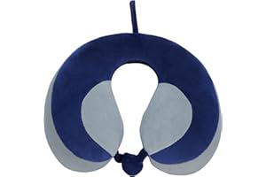 REFLYAWAY Kids Chin Supporting Travel Neck Pillow for Car Seat Sleep, U-Shape Comfortably Supports Head, Neck and Chin Portable Traveling Accessories for Airplane, Car, Outgoing (SapphireBlue+Grey)
