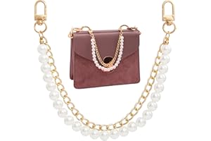 Mxxipp Pearl Purse Chains, Stainless Steel Double Chain Bag Charm, Bag Straps Short Handle Replacement Charms Accessories for Handbag Messenger Bags Wallets- Gold