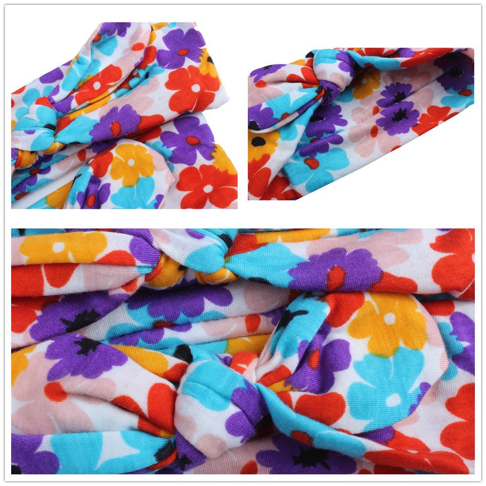 Calliar Womens And Baby Fashion Flower Bow Head Wrap Headbands Elastic Hair Band,7 Pairs-Color 1