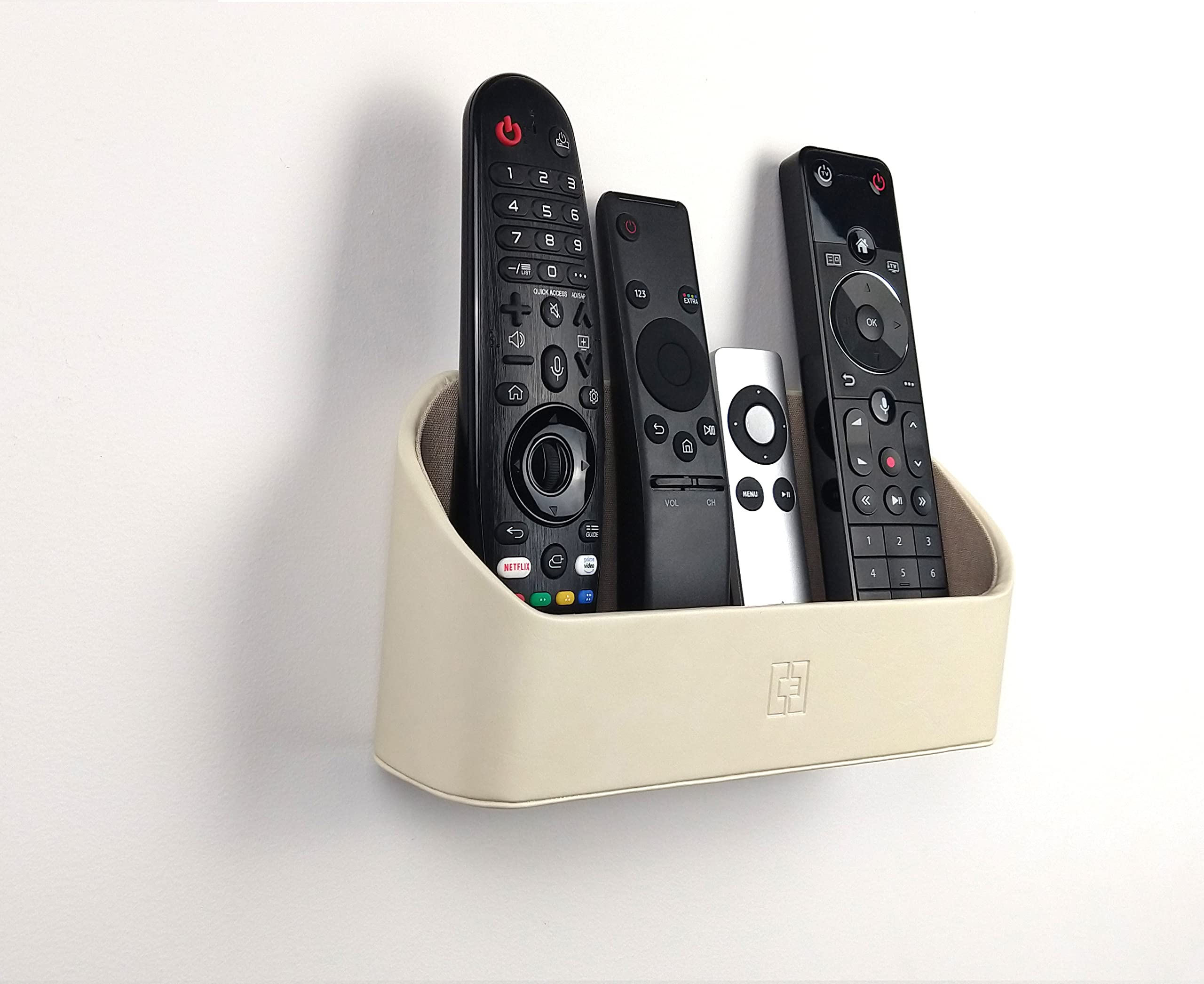 Connected Essentials Wall Mounted Remote Control Holder & Organiser, Multipurpose Home & Office Wall Organiser Storage Box For Mobile Phones, Controllers and Tablet PC’s - CEG-11 (Beige)