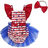 My First 4th Fourth of July Baby Girl Outfit Stars Heart Sleeveless Romper Tulle Dress Independence Day Outfits