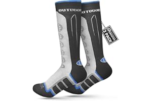 OutdoorMaster Kids Ski Socks, 2/3-Pack Merino Wool Compression Thermal Socks with Boys & Girls, Over The Calf Non-Slip Cuff