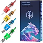 POSEIDON Tattoo Cartridges Needles 20PCS Tattoo Needles with Membrane Safety Cartridges Disposable # 10 Standard Round Liner Tattoo Needle for Tattoo Pen(1009RL)
