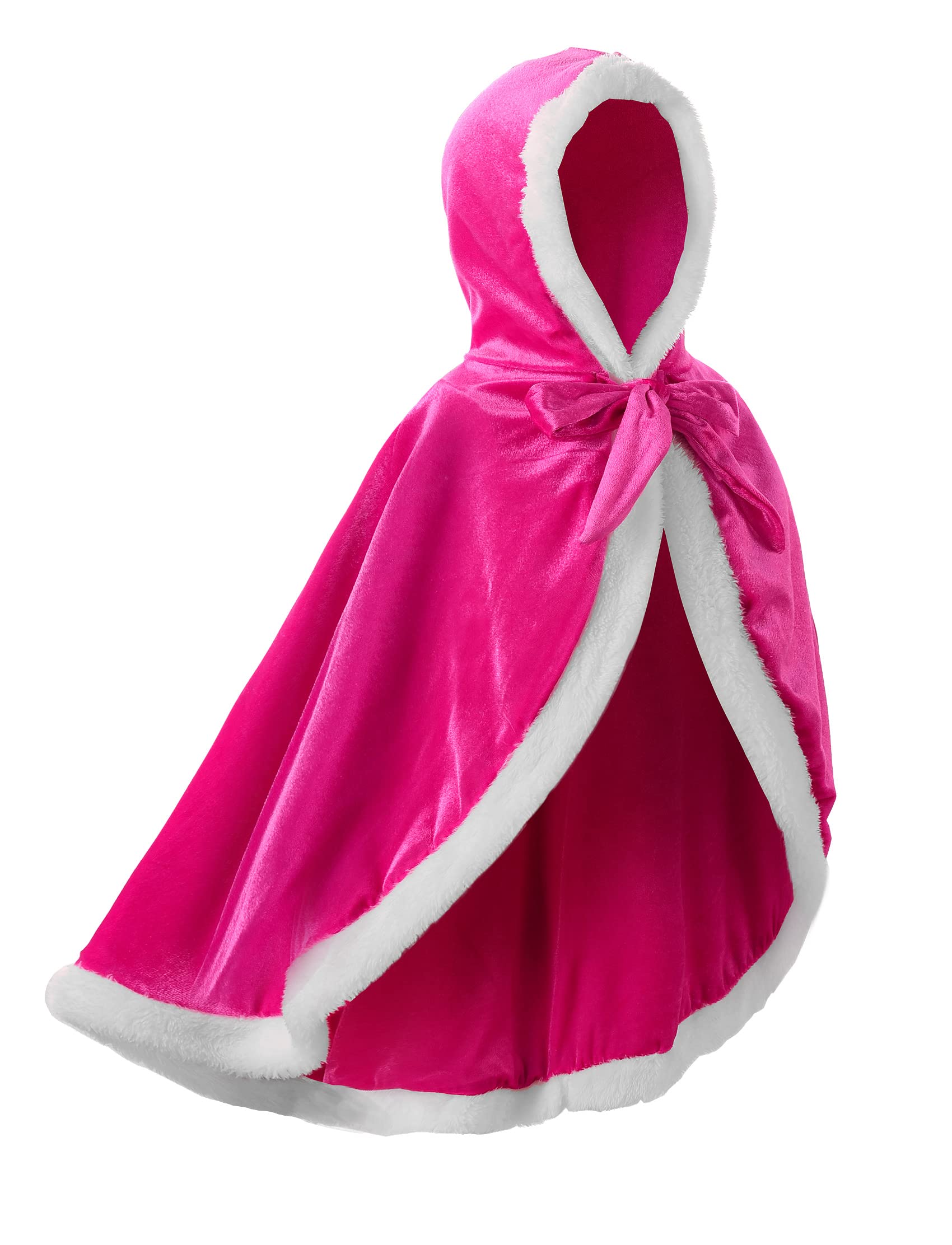 JerrisApparel Girl Cape Wedding Cloak Dress Coat Matching Snow Princess Costume (140, Rose)