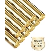LRVOJUY 10-Pack Solid Brass Rods, 1/8 x 12 Inch Brass Rod, Premium Brass Round Stock, Precision-Cut with Polished Finish, Ide