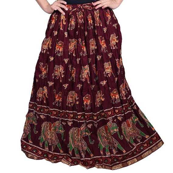 Women's A-Line Skirt (DL3147_Brown_Free Size)