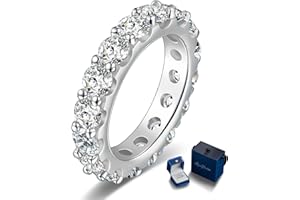 Moissanite Eternity Wedding Rings for Women - 6cttw Gold Plated 925 Silver Engagement Ring Band Gift for Her Birthday Christm