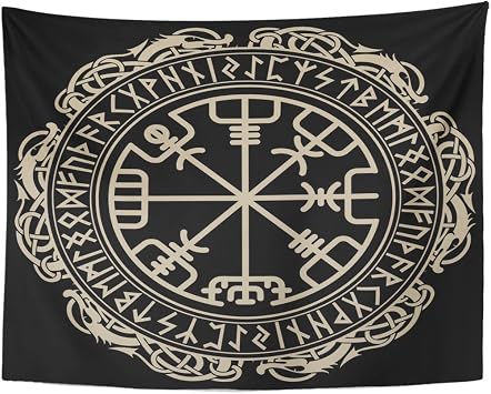 Varyhome Tapestry Black Celtic Viking Design Magical Runic Compass Vegvisir In The Circle Of Norse Runes And Dragons Tattoo Home Decor Wall Hanging For Living Room Bedroom Dorm 60x80 Inches Home Amazon Com Au