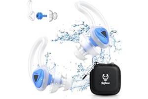 SOFTVOX Swimming Ear Plugs, Swimmers Earplugs for Adults Men Women Teens - Waterproof, Ultra Soft, Custom Fit, Water Protection Reusable Earbuds for Swim Surfing Diving Showering (Blue)