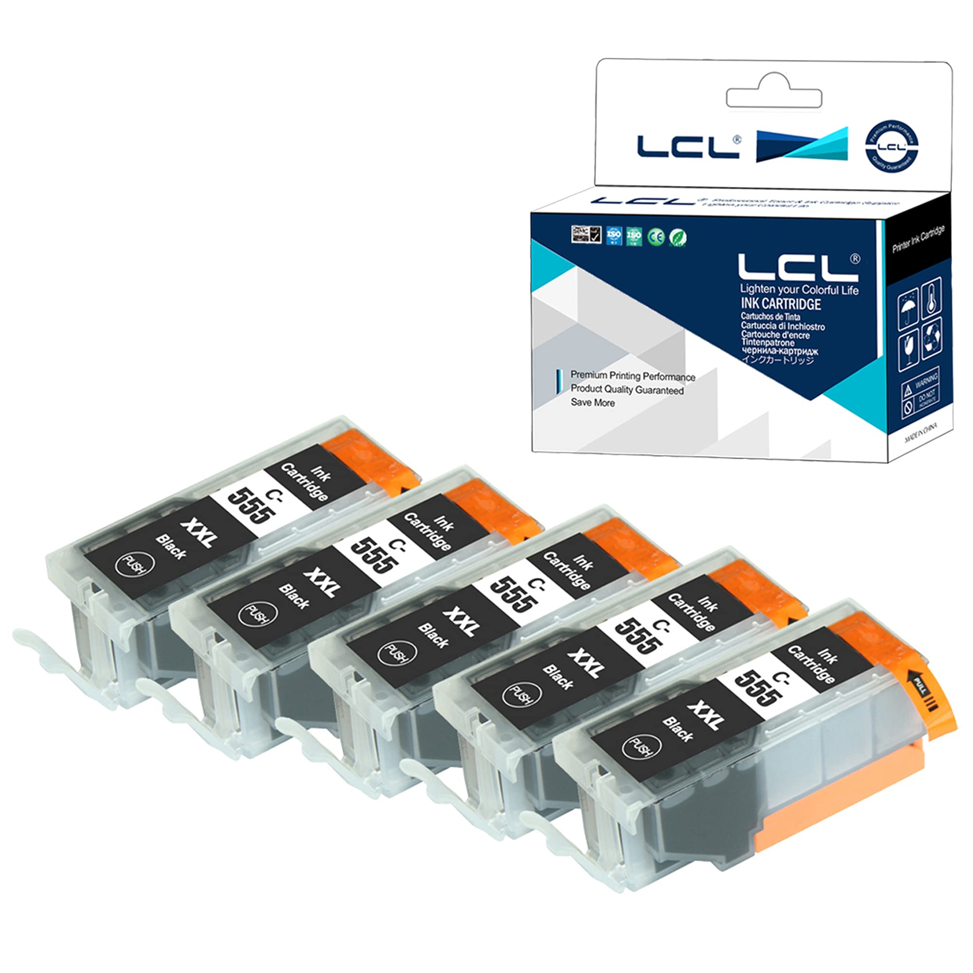 LCL PGI-555XXL PGI-555 XXL PGBK Ink Cartridge Compatible for Canon PIXMA MX925 MX725 IX6850 IX6962 (5PK PGBK)