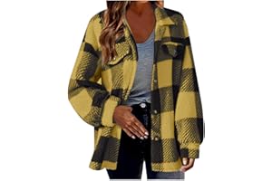 MIVAMIYA Plaid Fleece Shacket Jacket Women Plus Size Flannel Zip Up Fall Hoodie Jackets With Pockets Casual Warm Winter Coats
