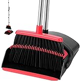BSKLIN Broom and Dustpan Set, 52-in Long Adjustable Handle Broom with Dustpan Combo Set with Dust Pan Teeth for Home Office Kitchen Lobby Floor to Clean Pet Hair Indoor&Outdoor Cleaning