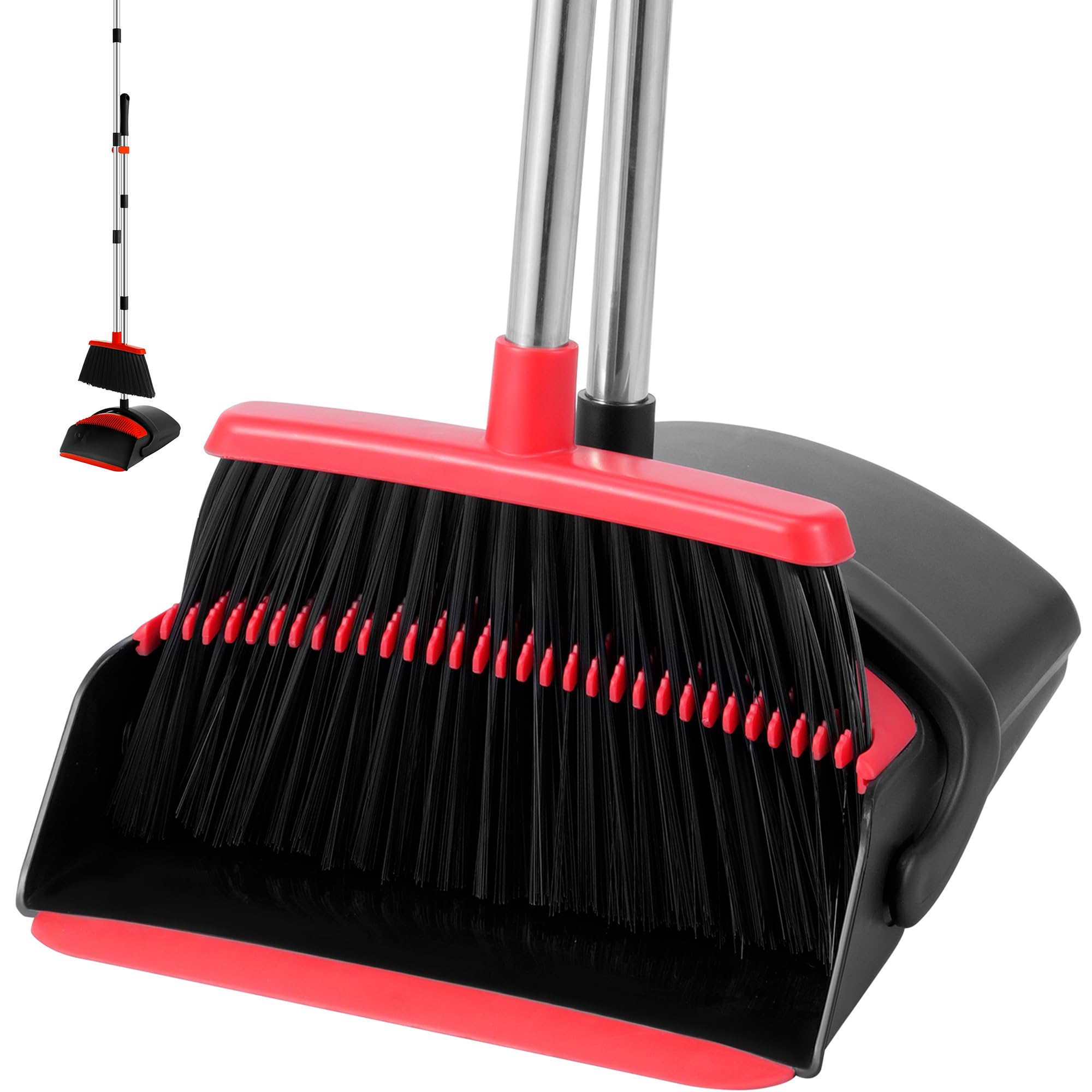 Photo 1 of Broom and Dustpan Set, Broom with Dustpan Combo Set with Adjustable Handle Dust Pan Teeth to Automatically Clean Hair for Home Office Kitchen Lobby