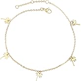 Lauren-Spencer Palm Tree Anklets for Women Silver Gold Plated Beach Ankle Bracelets Palm Tree Charm Anklet Adjustable Boho Summer Foot Jewelry for Women Beach Jewelry