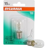 Sylvania Incandescent E17 Base 15 Watt T7 Appliance Light Bulb, 1 Pack | Microwave Light Bulbs Under Hood &amp; Salt Lamp Bulb, Dimmable, Intermediate Base 120V 15W Clear