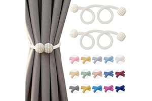 2PCS Magnetic Curtain Tiebacks, Curtain Tiebacks Buckles Holdbacks Holders Hooks Clip for Home Bedroom Office Decorative, Whi