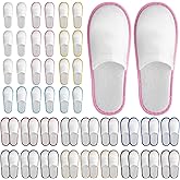 Twistover 30 Pairs Disposable House Slippers for Guests, Bulk House Slipper Color Non Slip Pack for Hotel, Spa, Wedding, Travel, Party, Shoeless Home, Adult Men and Women