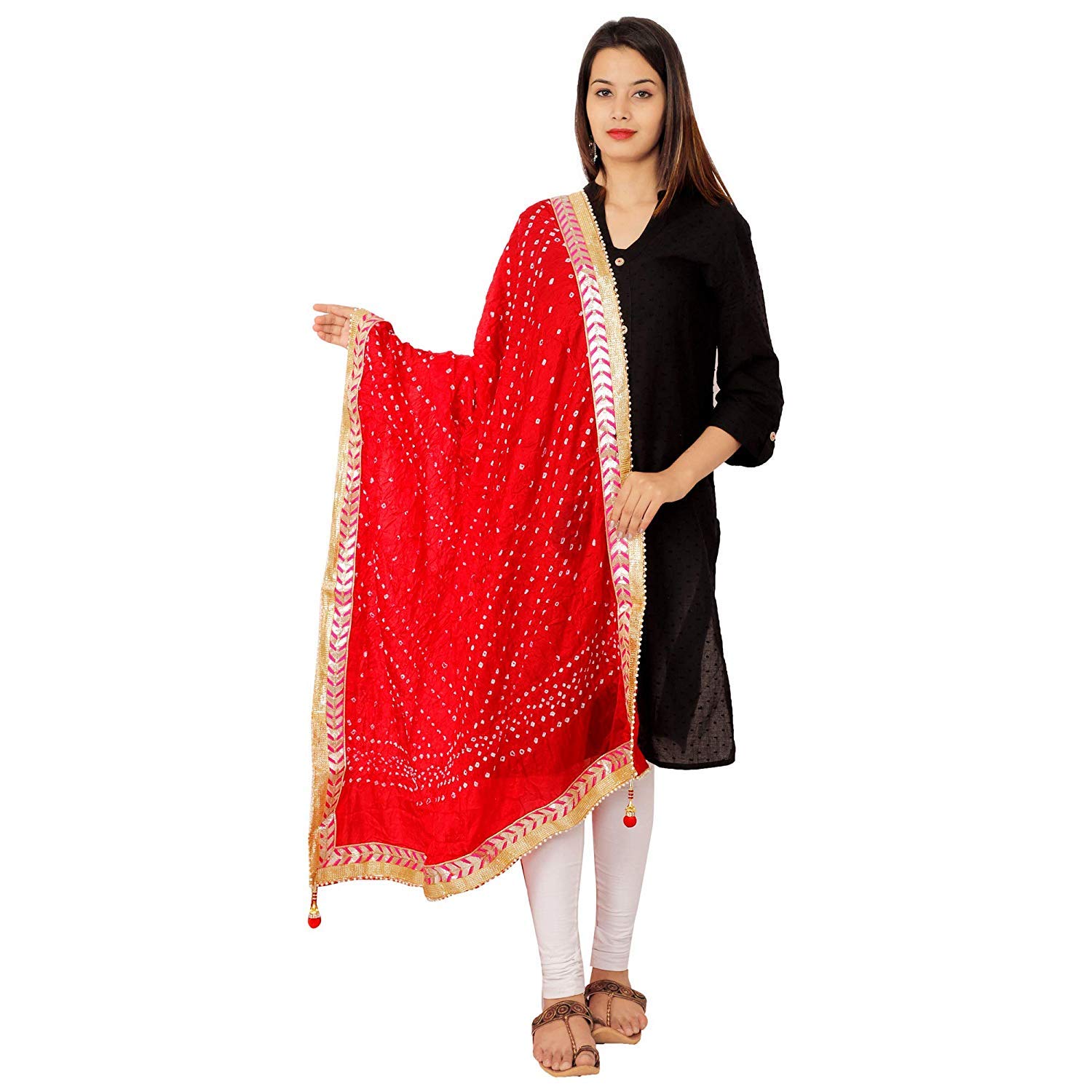 beriya fashion lifestyle art silk embellished women's dupatta bandhani bandhej jaipuri rajasthani dupatta