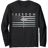 Freedom Distressed American Flag Cross Long Sleeve T-Shirt