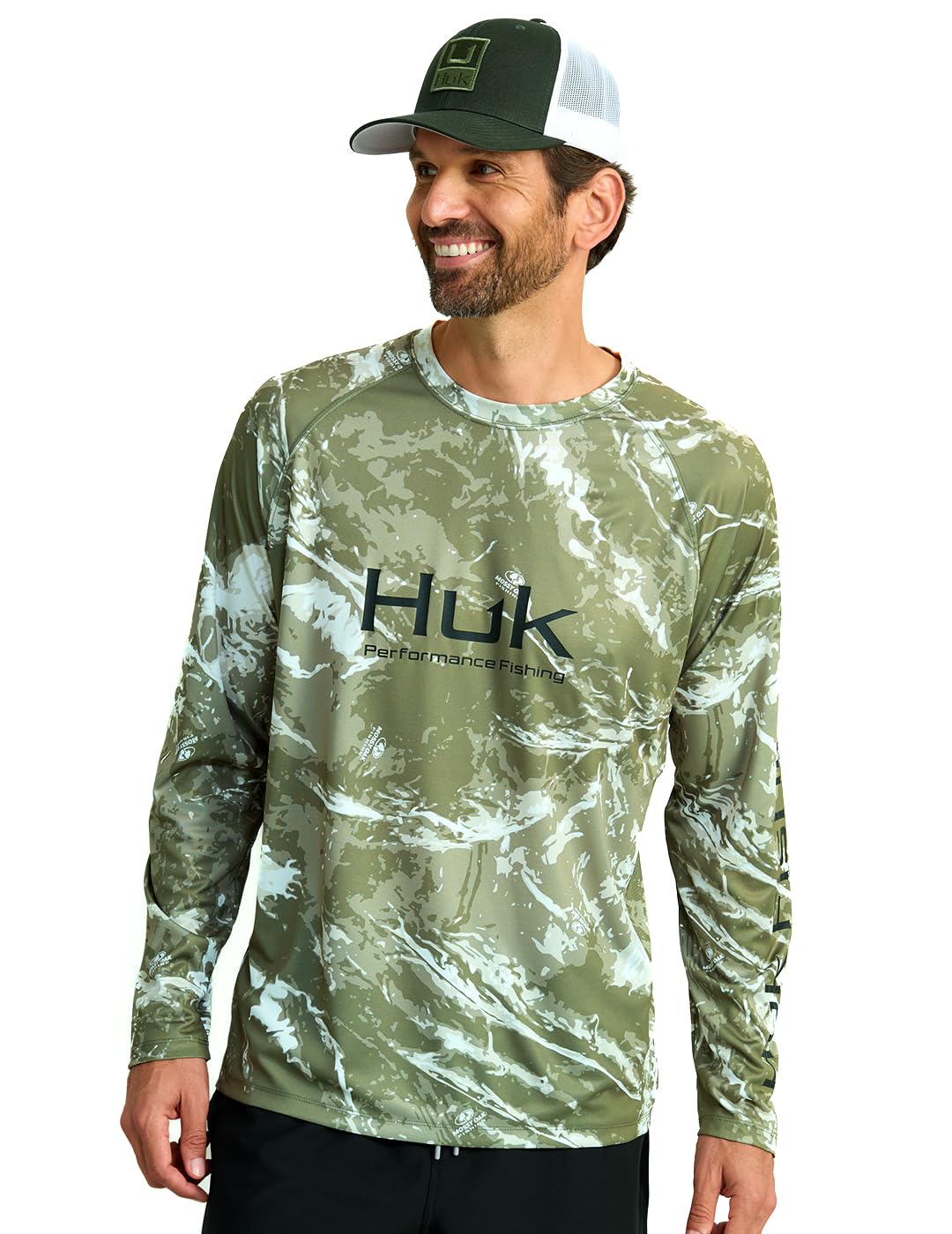 HUK - Mens Pursuit Pattern Crew Sleeve Shirt, Performance Shirt, Mo Stormwater Freshwater, Medium Image