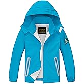 WICKHAM Boys Girls Waterproof Rain Jacket Detachable Hood Lightweight Raincoats for Kids Windbreaker Coat