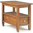 SIMPLIHOME Warm Shaker SOLID WOOD 14 inch Wide Rectangle Transitional Narrow Side Table in Light Golden Brown for the Living Room and Bedroom