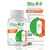 Bio-K+ Probiotic Advanced Bowel Support – 50 Billion CFU – Vegan, Gluten-Free, Non-GMO – Supports Digestive Health & Regularity – for Men & Women – 20 Probiotic Capsules