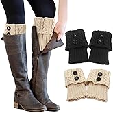 PHOGARY 2 Pairs Winter Warm Boot Cuffs for Women, Crochet Knitted Boot Socks for Gilrs Short Leg Warmers Boot Topper Socks Leg Cuffs Boot Warmers Gift